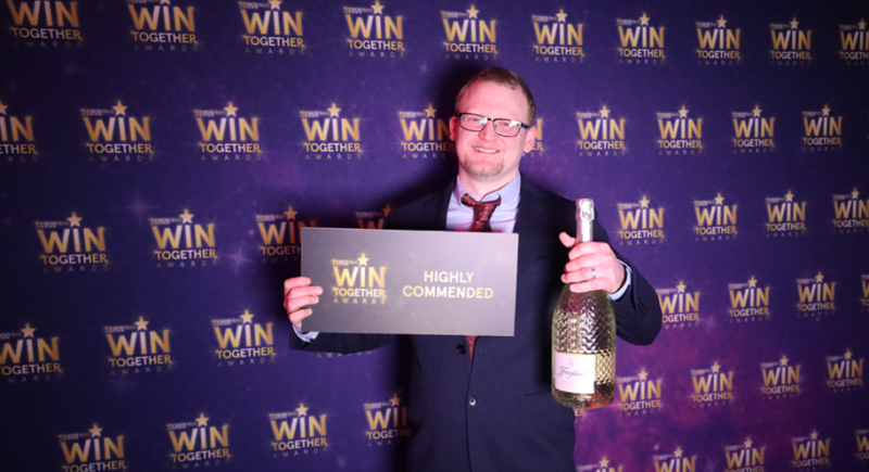 Me celebrating Colleague of the Year (Highly Commended) at the Win Together awards ceremony